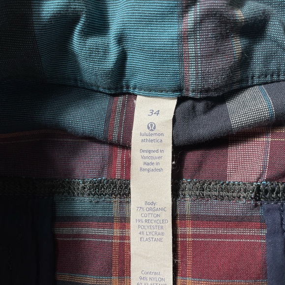 Lululemon Athletica Blue Red plaid shorts men’s size 34 - Picture 6 of 6